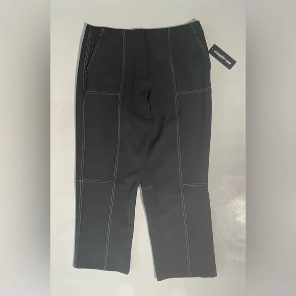 NEW Women's KARL LAGERFELD Paris  Stitch Cropped Pants Side Zip Black $99 - Picture 2 of 14
